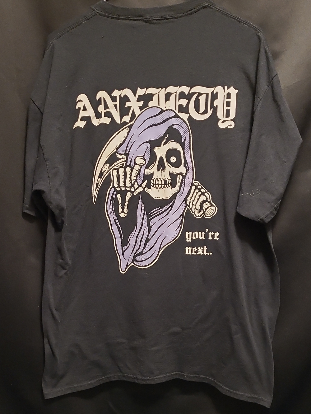 Anxiety Graphic Tee - Black with Purple Print